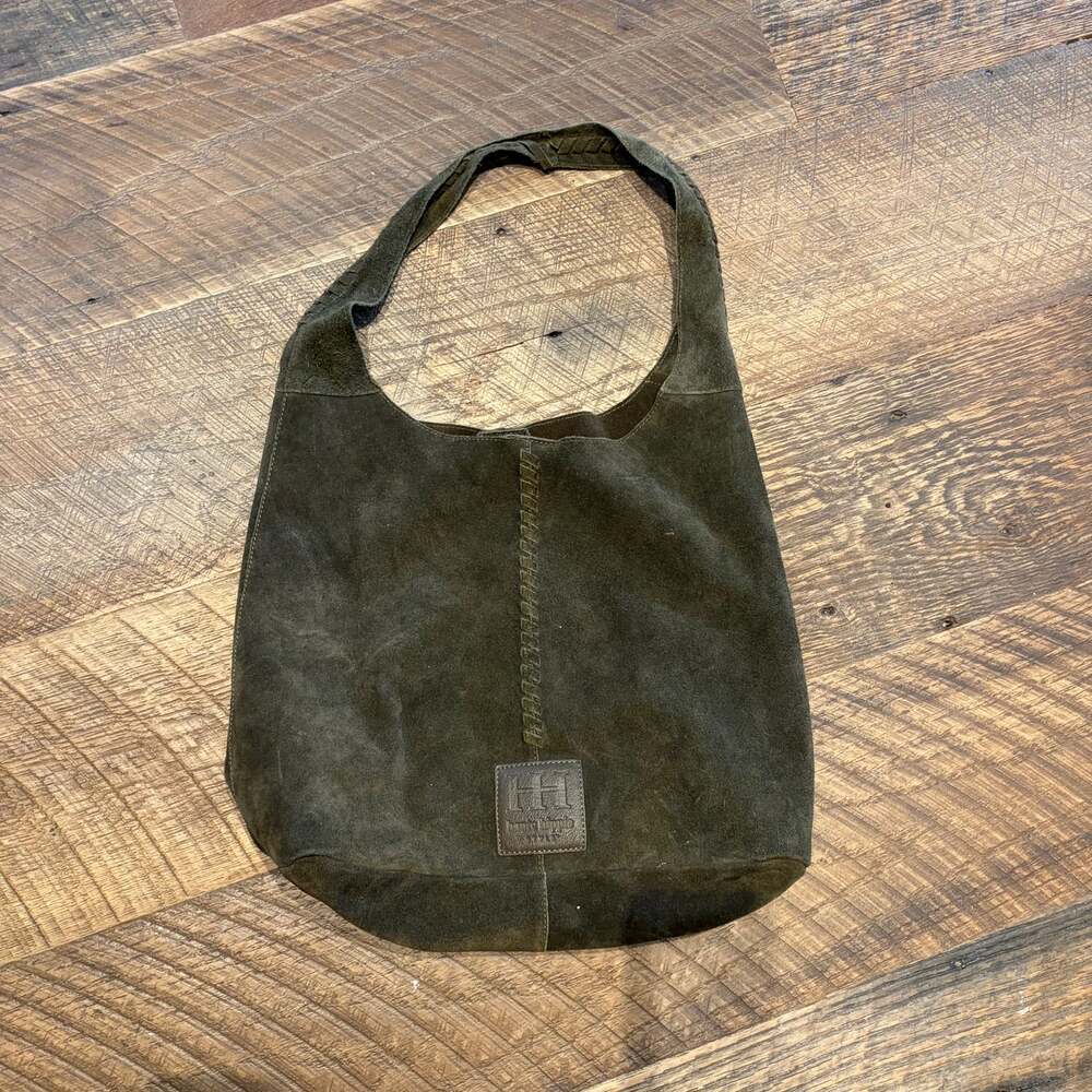 Haute Hippie Distressed Suede Hobo Shoulder Bag with Matching Zip - Picture 2 of 5